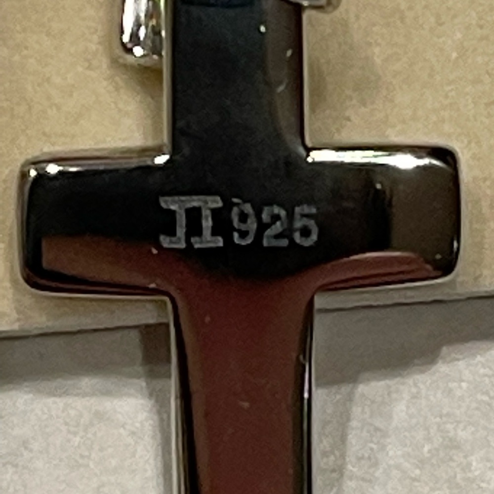 New Sterling Silver cross earring w created opal. - Picture 3 of 6